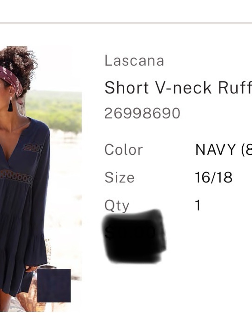 Victoria's Secret Navy V-neck Long Sleeve Ruffle Dress